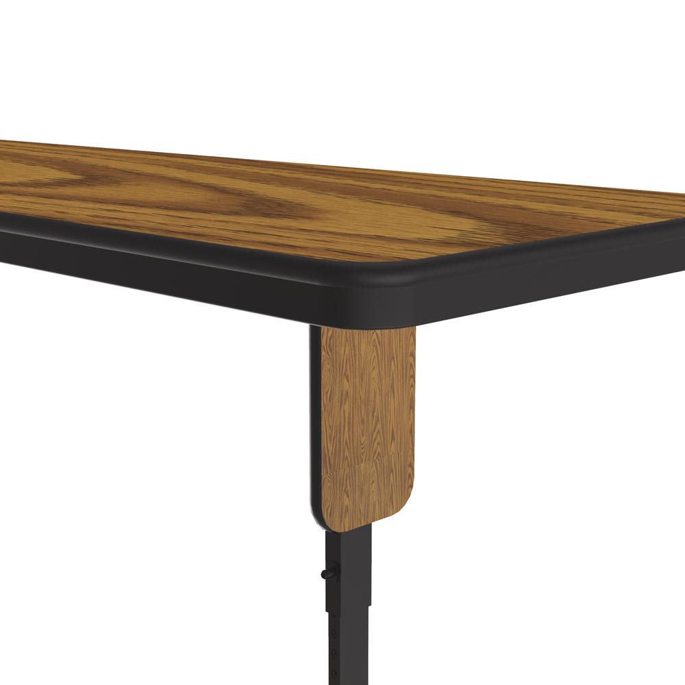 Adjustable Height Commercial Laminate Folding Seminar Table with Panel Leg 24x96" RECTANGULAR, MEDIUM OAK , BLACK. Picture 2