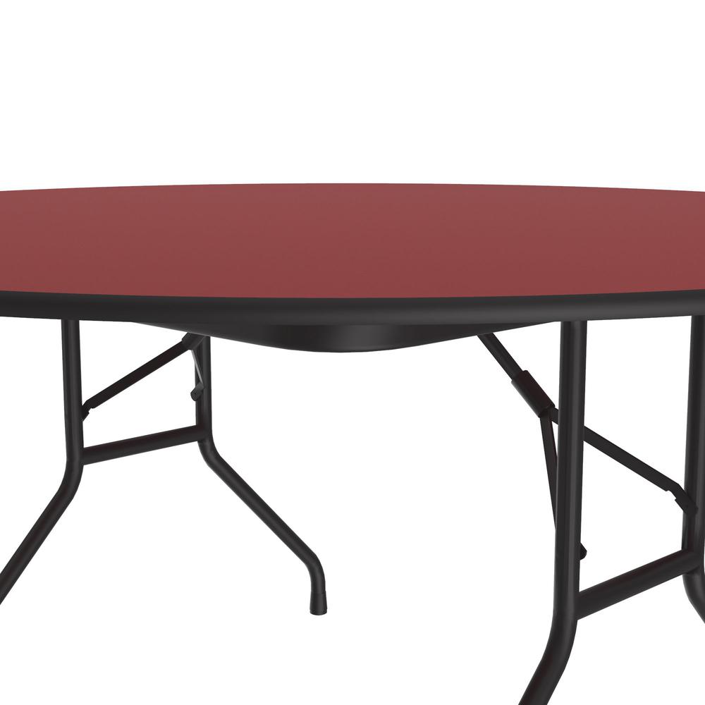 Deluxe High Pressure Top Folding Table, 60x60", ROUND, RED BLACK. Picture 2