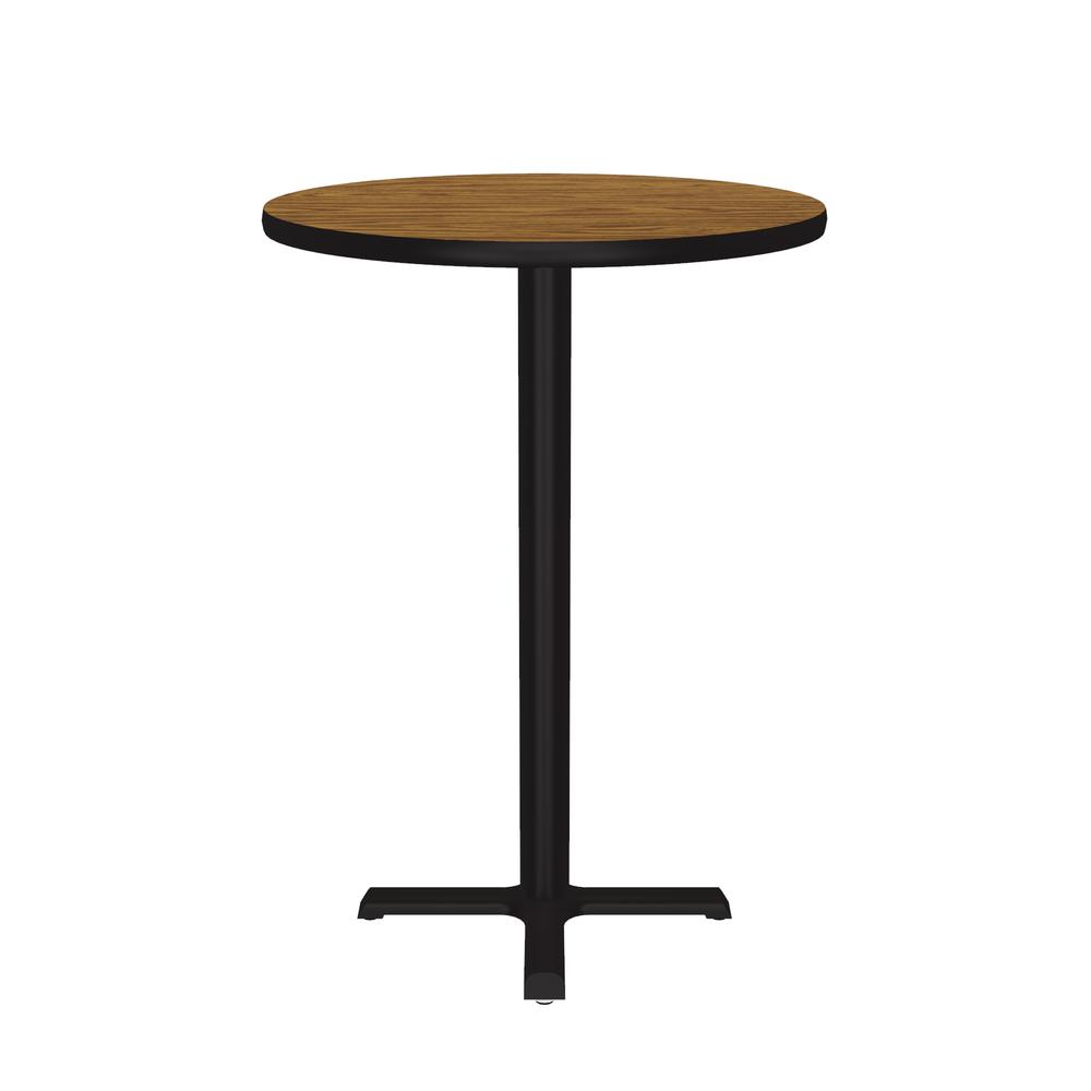 Bar Stool/Standing Height Commercial Laminate Café and Breakroom Table 30x30", ROUND MEDIUM OAK, BLACK. Picture 7