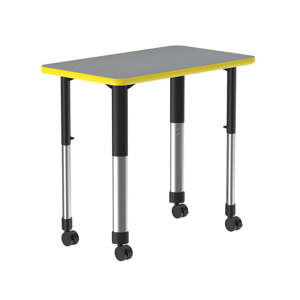 Commercial Lamiante Top Collaborative Desk with Casters, 34x20", RECTANGULAR, GRAY GRANITE, BLACK/CHROME. Picture 1