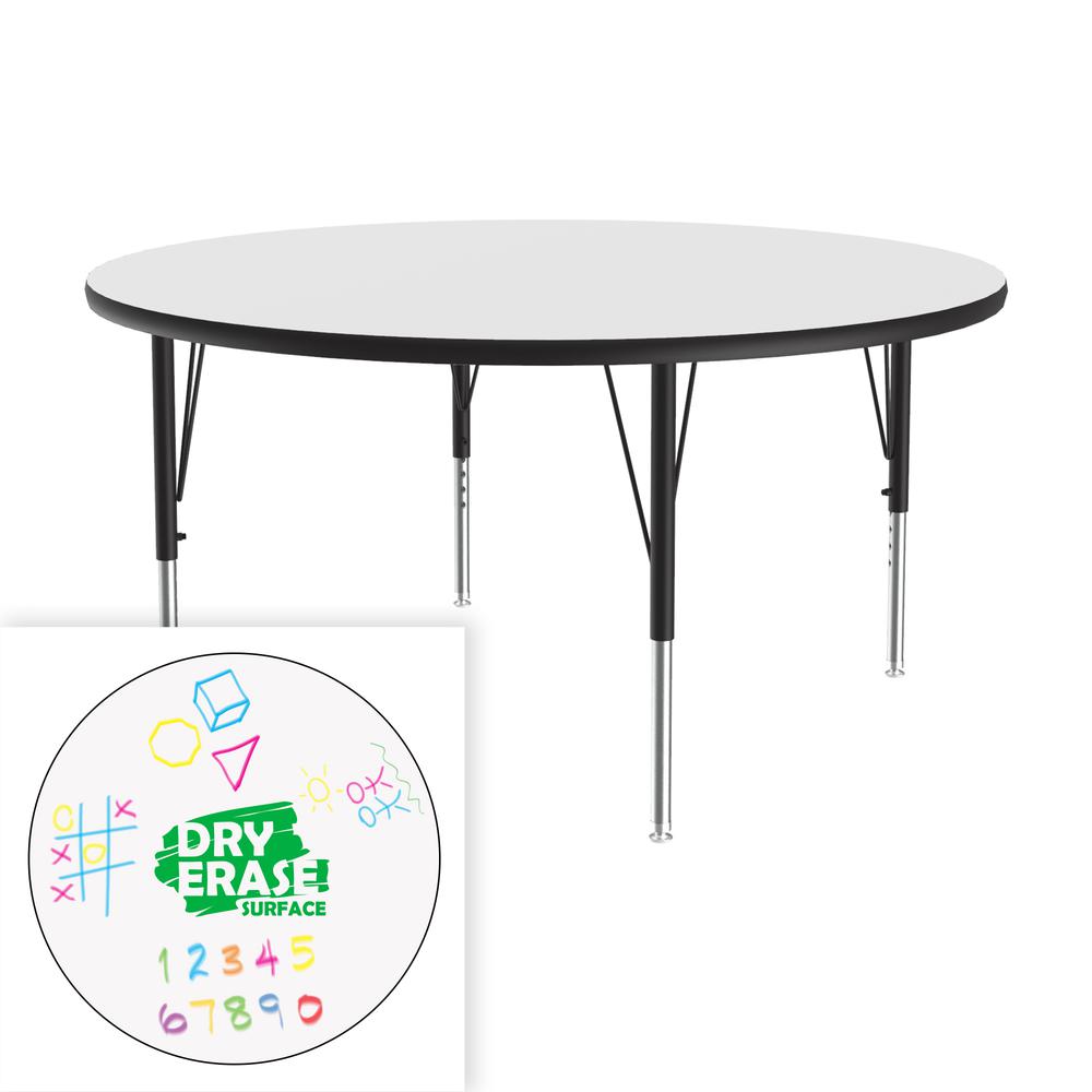 Markerboard-Dry Erase  Deluxe High Pressure Top - Activity Tables 42x42", ROUND FROSTY WHITE, BLACK/CHROME. Picture 7