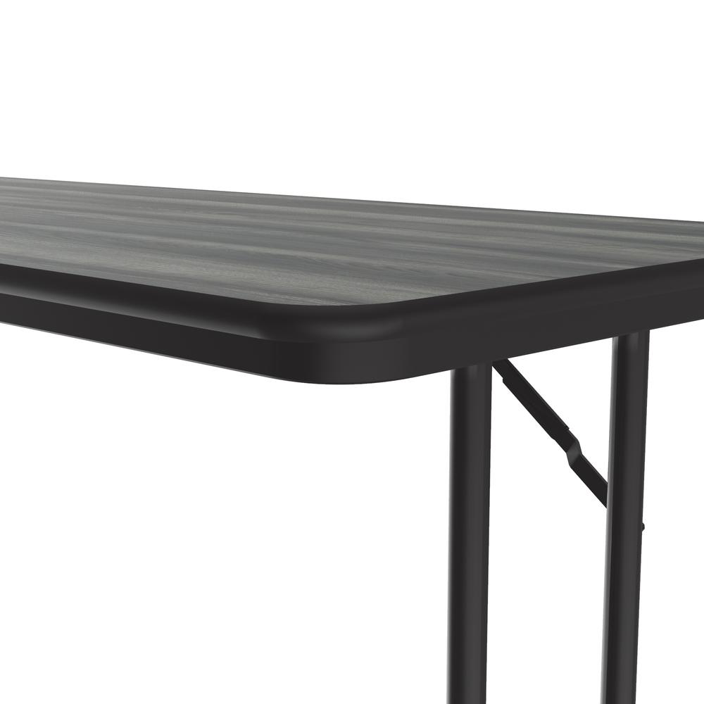 Deluxe High-Pressure Folding Seminar Table with Off-Set Leg, 24x60", RECTANGULAR, NEW ENGLAND DRIFTWOOD BLACK. Picture 1
