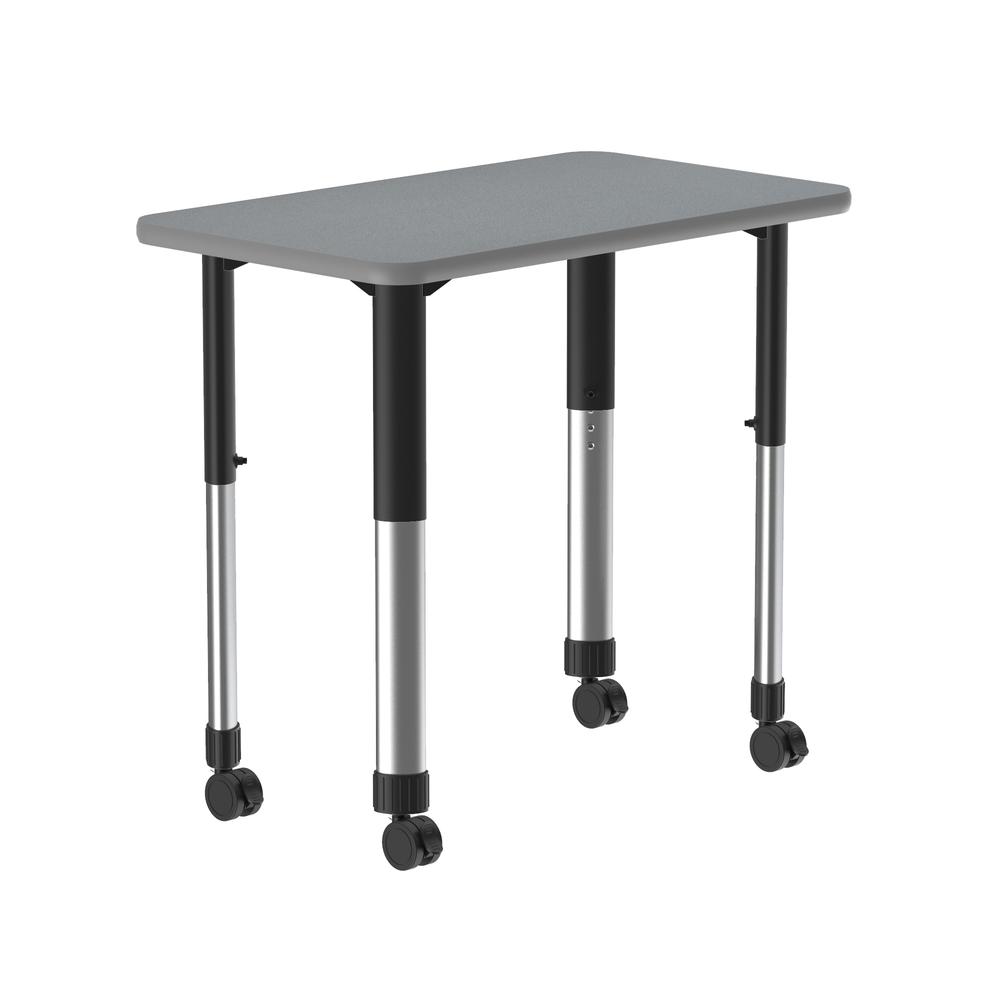 Commercial Lamiante Top Collaborative Desk with Casters, 34x20" RECTANGULAR, GRAY GRANITE BLACK/CHROME. Picture 3