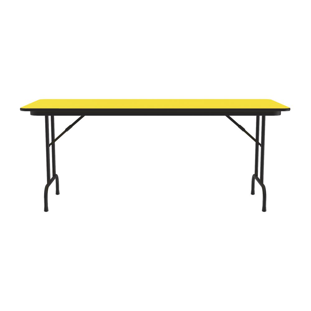 Deluxe High Pressure Top Folding Table, 30x72" RECTANGULAR YELLOW, BLACK. Picture 5