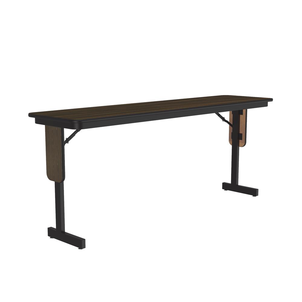 Deluxe High-Pressure Folding Seminar Table with Panel Leg 18x60" RECTANGULAR, WALNUT, BLACK. Picture 2