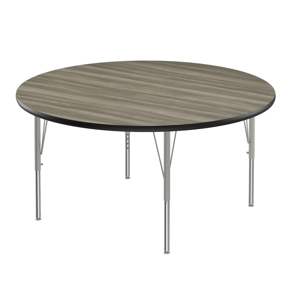 Deluxe High-Pressure Top Activity Tables, 48x48" ROUND NEW ENGLAND DRIFTWOOD SILVER MIST. Picture 9