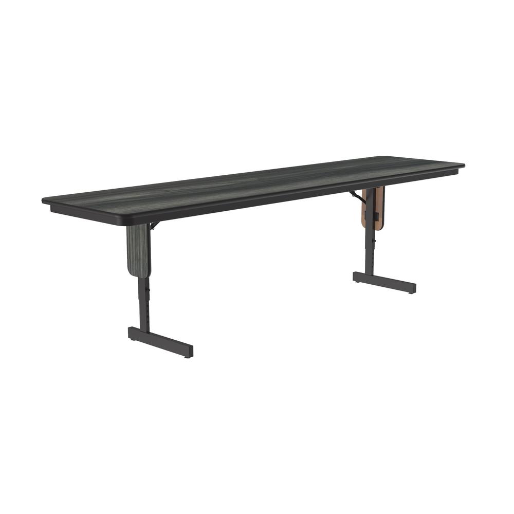 Adjustable Height Deluxe High-Pressure Folding Seminar Table with Panel Leg 24x60" RECTANGULAR, NEW ENGLAND DRIFTWOOD BLACK. Picture 3