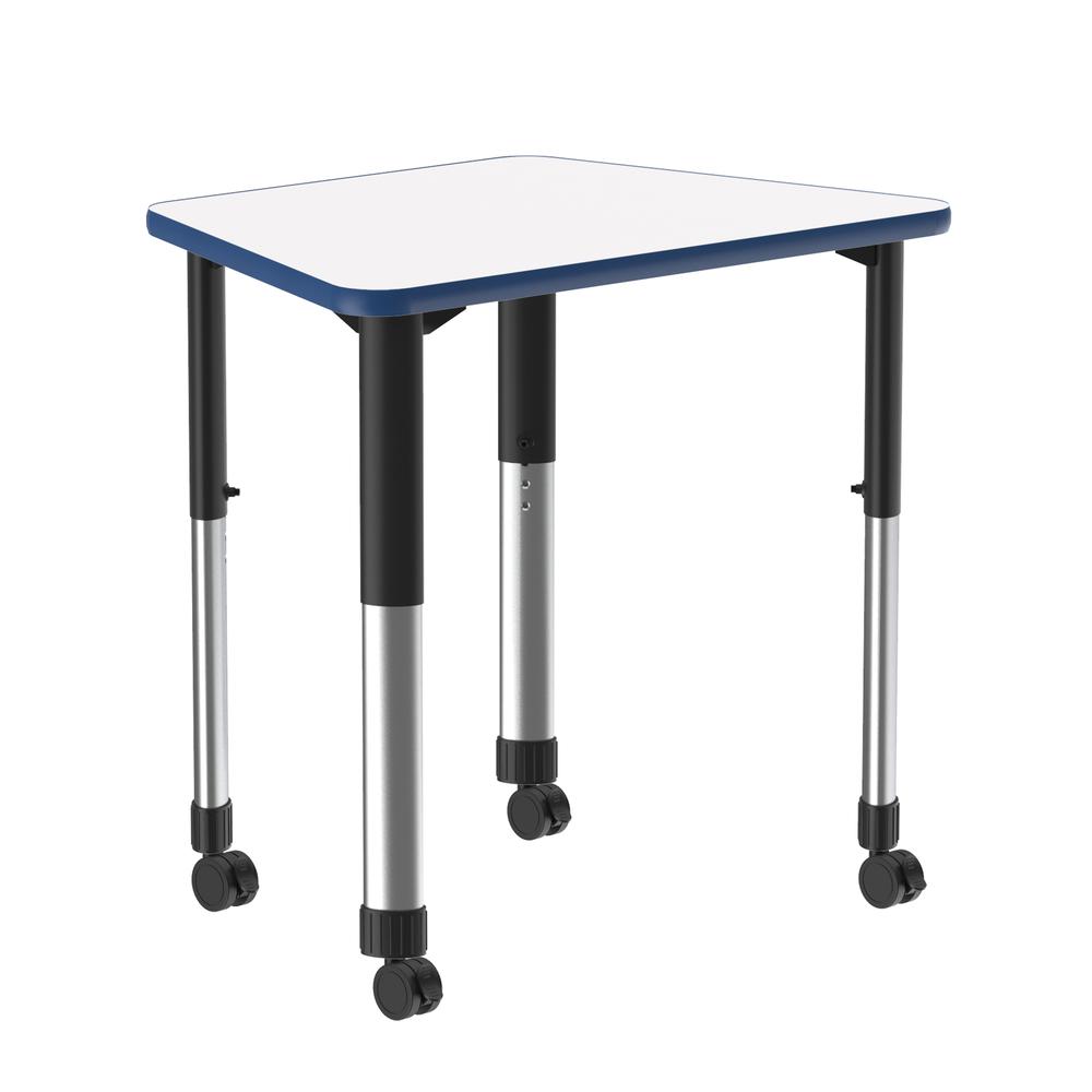 Markerboard-Dry Erase High Pressure Collaborative Desk with Casters, 33x23" TRAPEZOID, FROSTY WHITE BLACK/CHROME. Picture 4