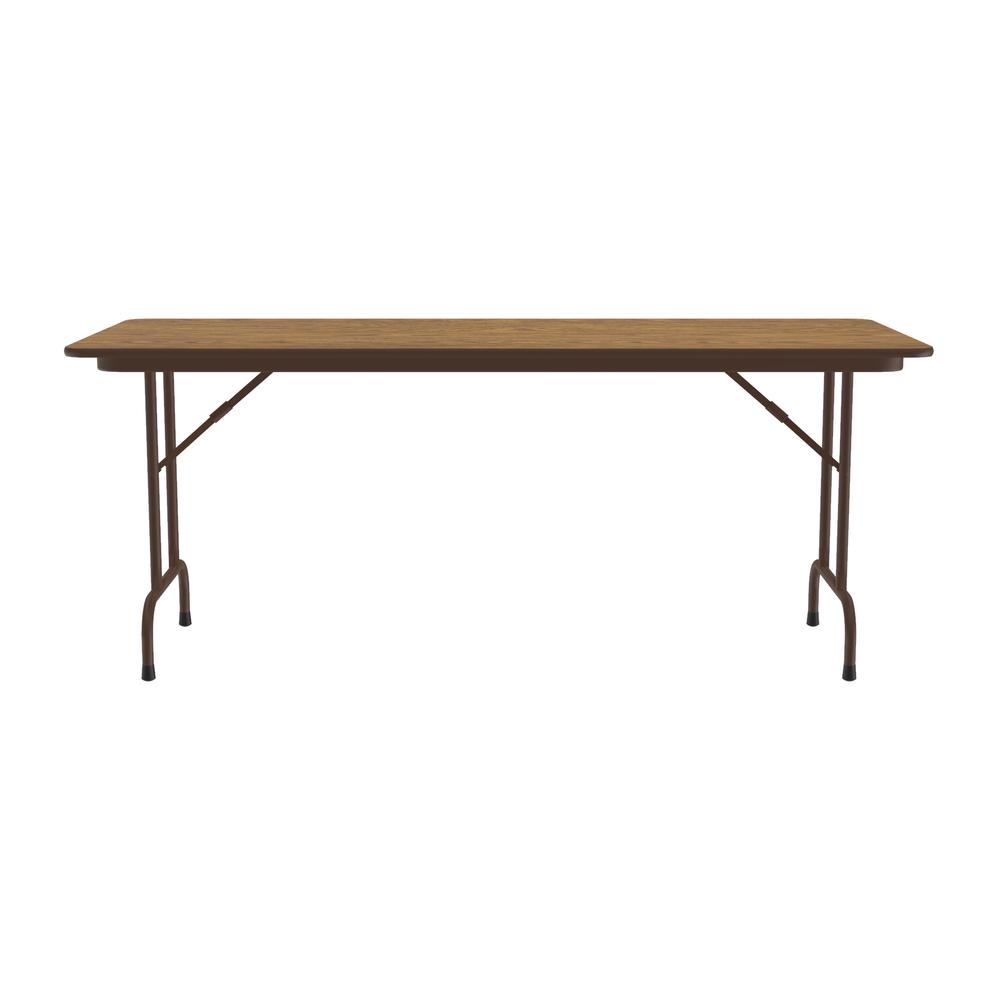 Deluxe High Pressure Top Folding Table 30x96", RECTANGULAR, MED OAK BROWN. Picture 5