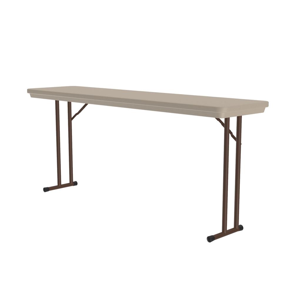 Commercial Blow-Molded Plastic Folding Table 18x72" RECTANGULAR, MOCHA GRANITE, BROWN. Picture 3