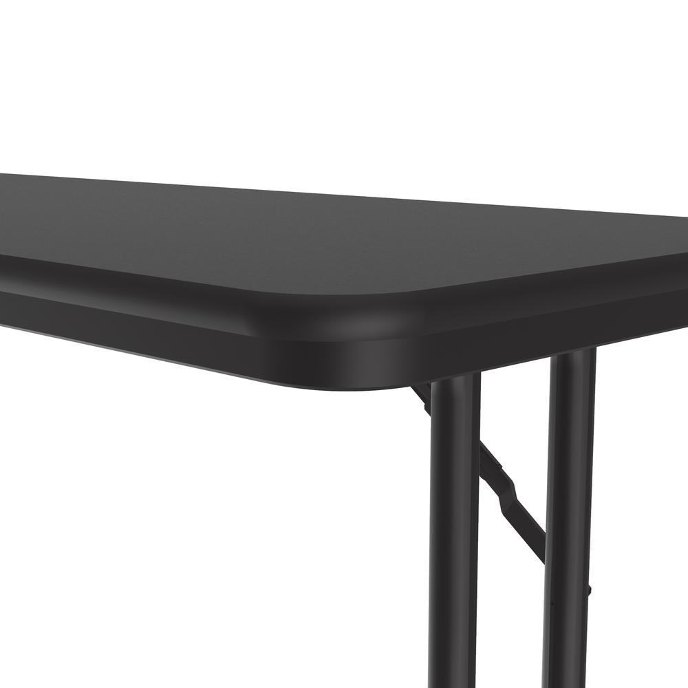 Deluxe High-Pressure Folding Seminar Table with Off-Set Leg 18x60", RECTANGULAR BLACK GRANITE, BLACK. Picture 1