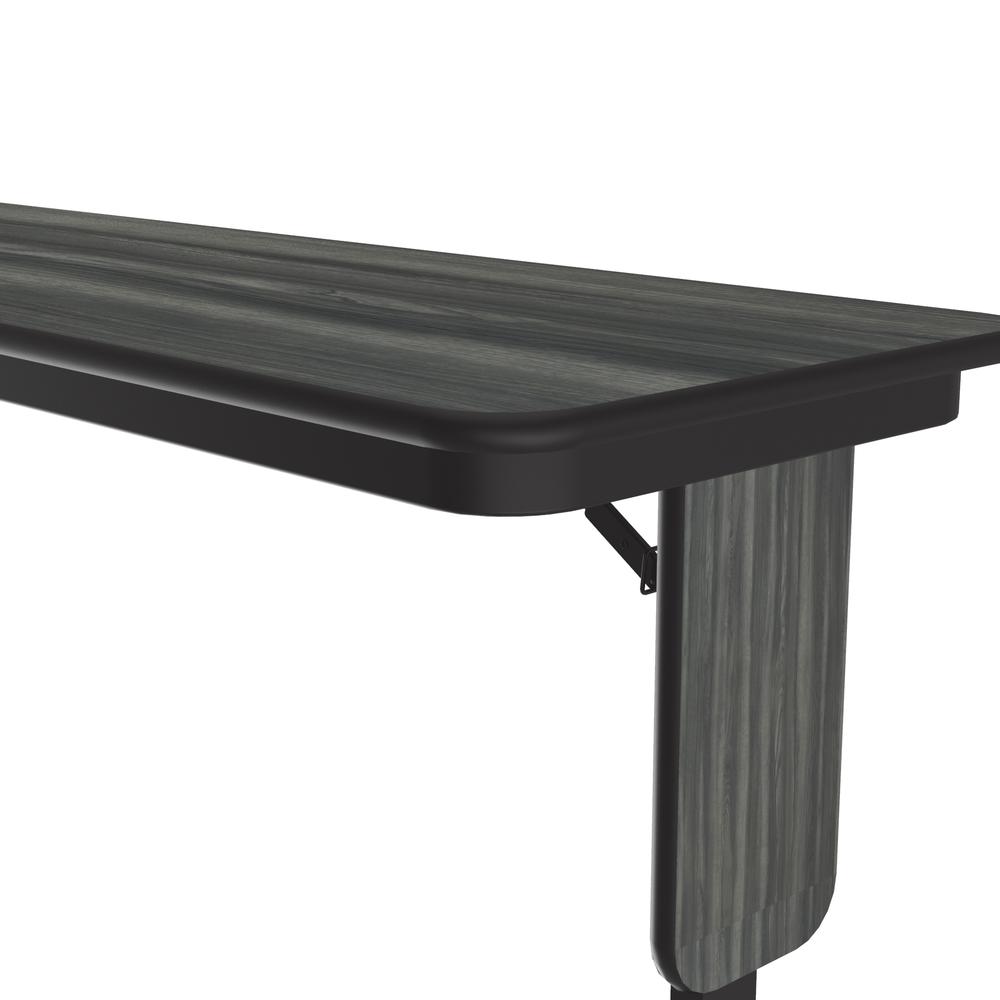 Adjustable Height Deluxe High-Pressure Folding Seminar Table with Panel Leg, 18x72" RECTANGULAR NEW ENGLAND DRIFTWOOD BLACK. Picture 1
