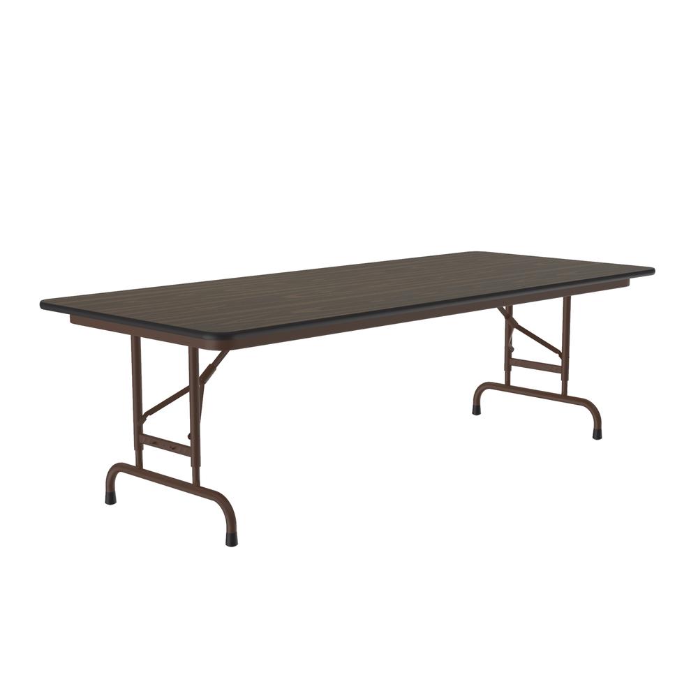 Adjustable Height Solid High-Pressure Plywood Core Folding Tables, 30x96" RECTANGULAR, WALNUT BROWN. Picture 8