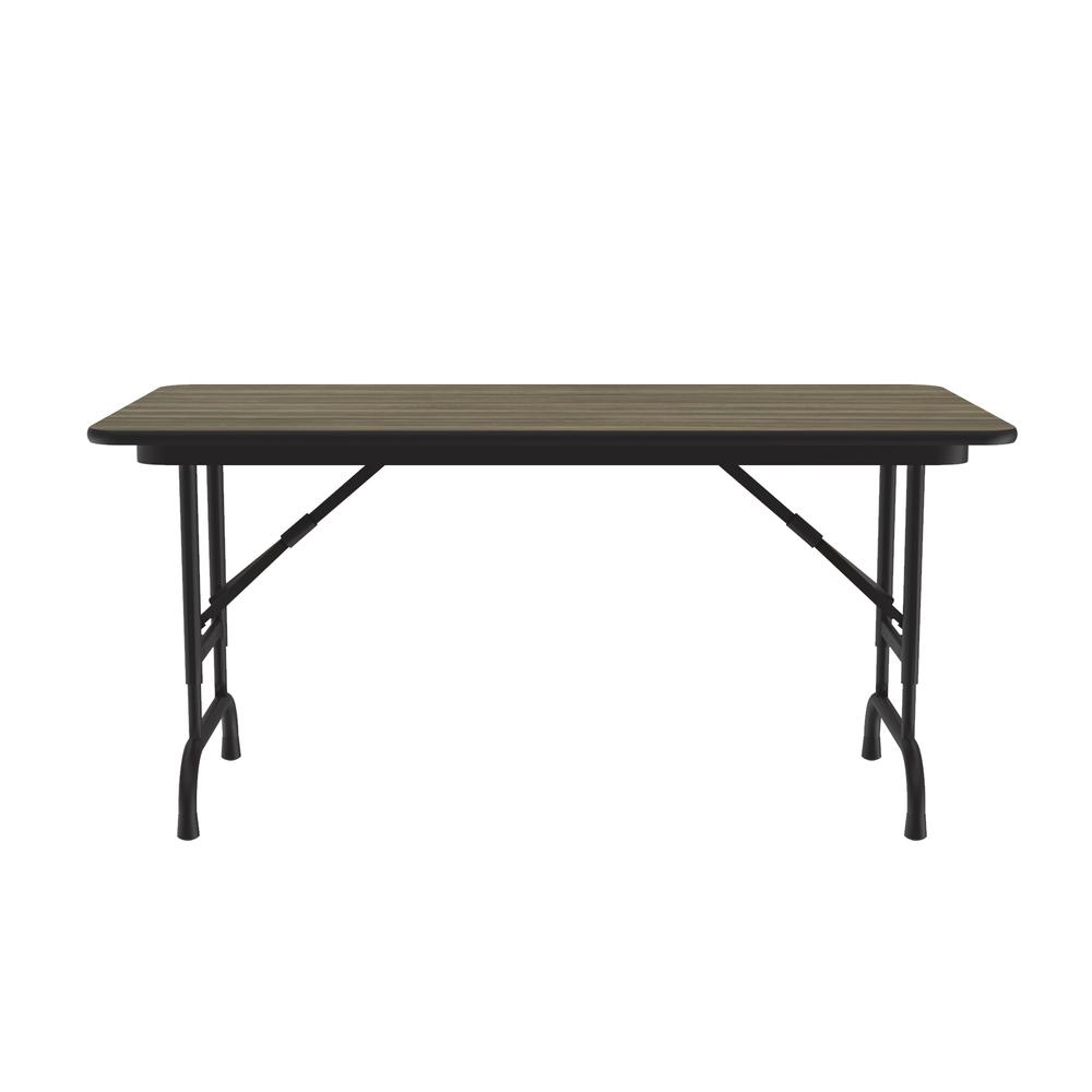 Adjustable Height High Pressure Top Folding Table, 24x48", RECTANGULAR, COLONIAL HICKORY, BLACK. Picture 4