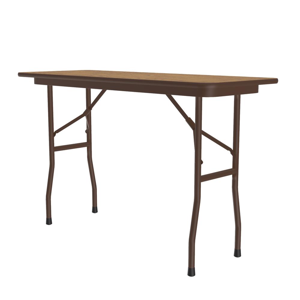 Deluxe High Pressure Top Folding Table, 18x48", RECTANGULAR, MED OAK BROWN. Picture 1