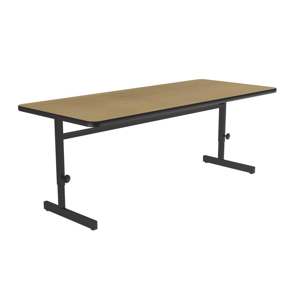 Adjustable Height Deluxe High-Pressure Top, Trapezoid, Computer/Student Desks 30x60", TRAPEZOID FUSION MAPLE, BLACK. Picture 7