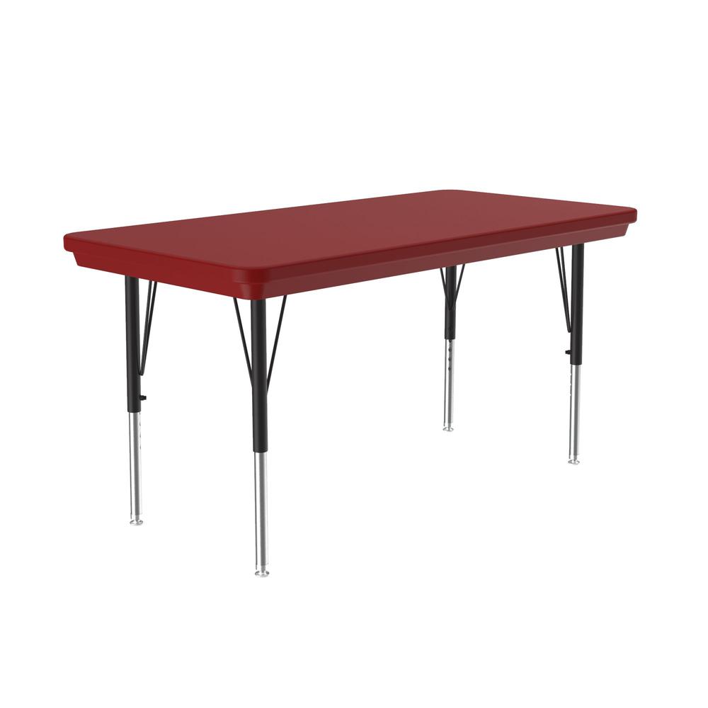 Commercial Blow-Molded Plastic Top Activity Tables 24x48" RECTANGULAR RED, BLACK/CHROME. Picture 3