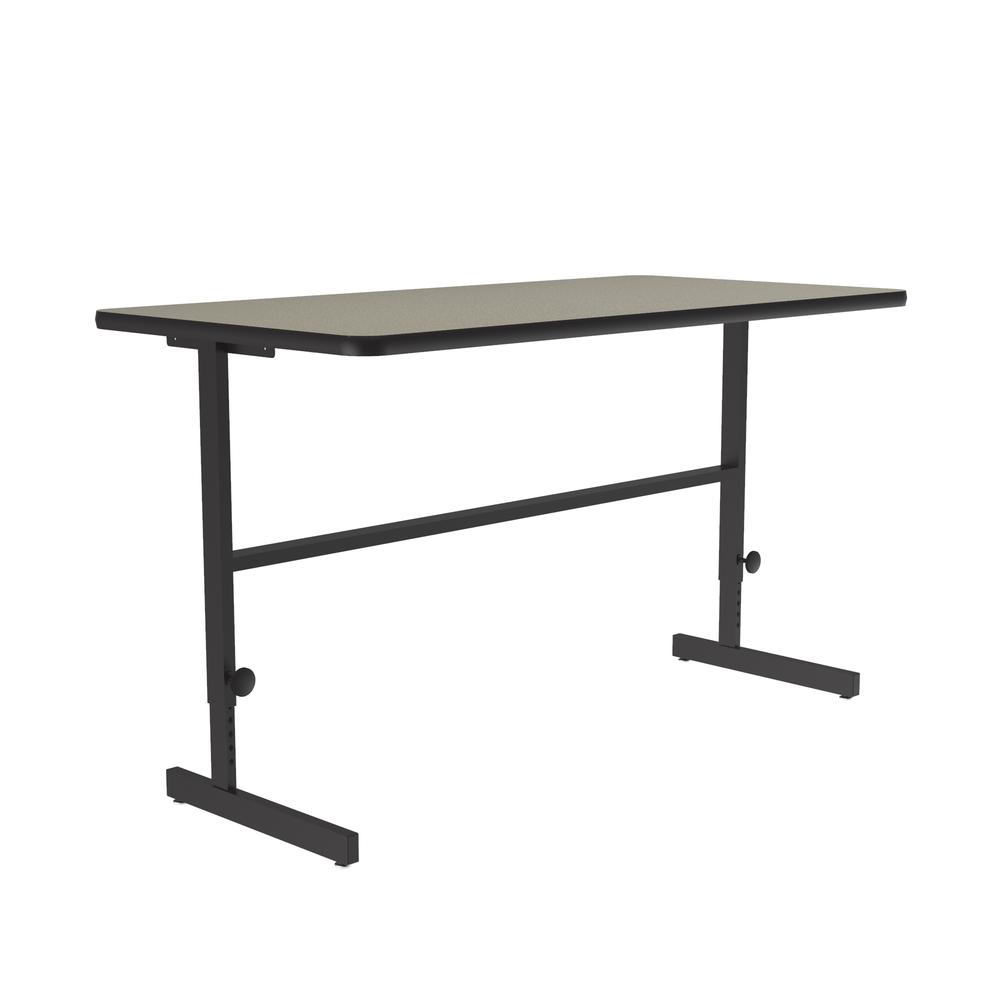 Deluxe High-Pressure Laminate Top Adjustable Standing  Height Work Station 30x60", RECTANGULAR SAVANNAH SAND BLACK. Picture 8