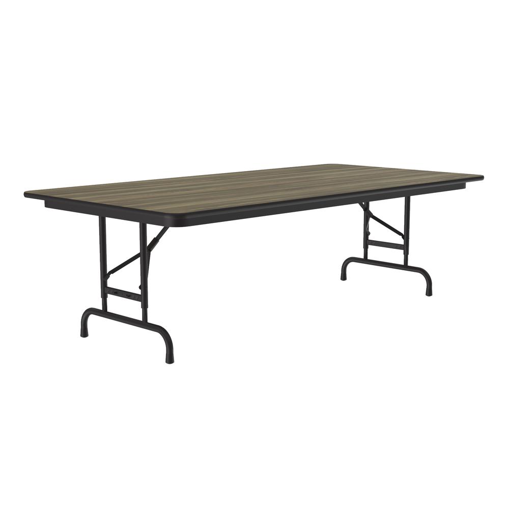 Adjustable Height High Pressure Top Folding Table 36x72" RECTANGULAR COLONIAL HICKORY, BLACK. Picture 4