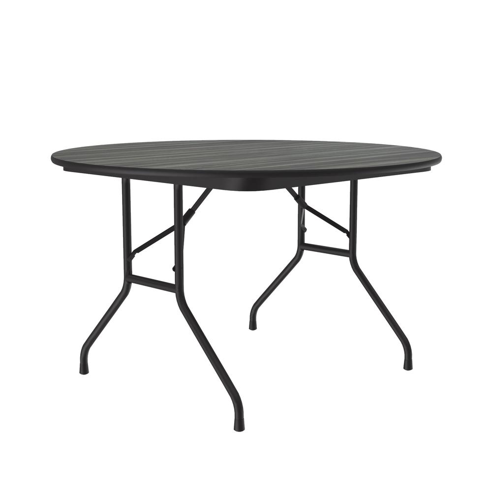 Deluxe High Pressure Top Folding Table, 48x48", ROUND, NEW ENGLAND DRIFTWOOD BLACK. Picture 7