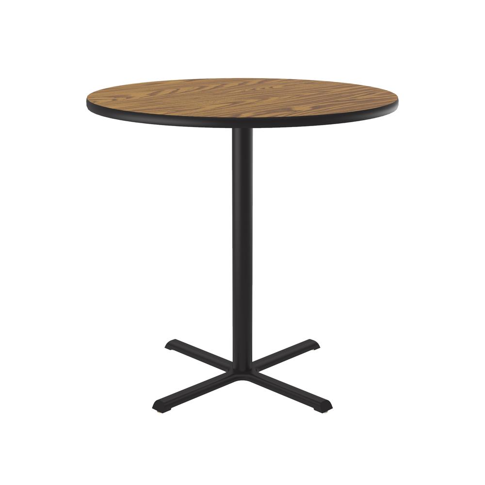 Bar Stool/Standing Height Deluxe High-Pressure Café and Breakroom Table 48x48", ROUND, MEDIUM OAK BLACK. Picture 9