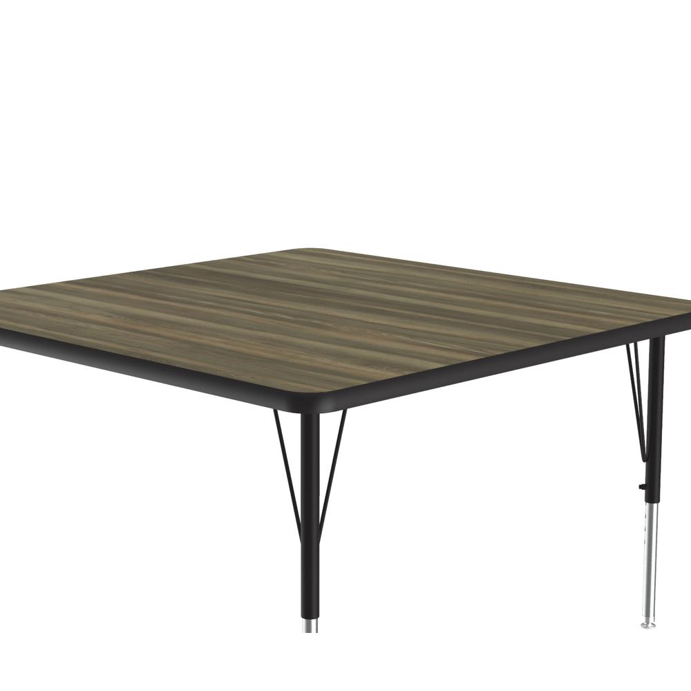Deluxe High-Pressure Top Activity Tables 48x48" SQUARE COLONIAL HICKORY, BLACK/CHROME. Picture 2