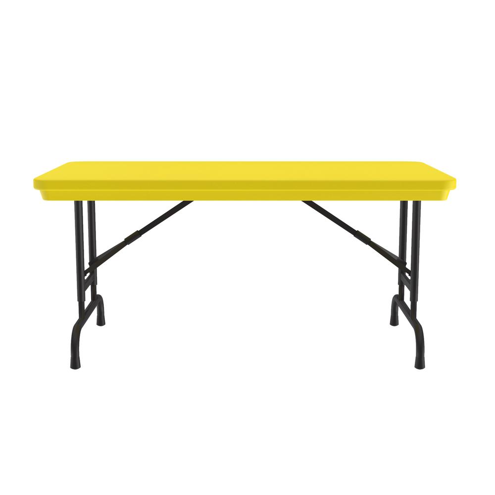 Adjustable Height Commercial Blow-Molded Plastic Folding Table 24x48", RECTANGULAR YELLOW, BLACK. Picture 9