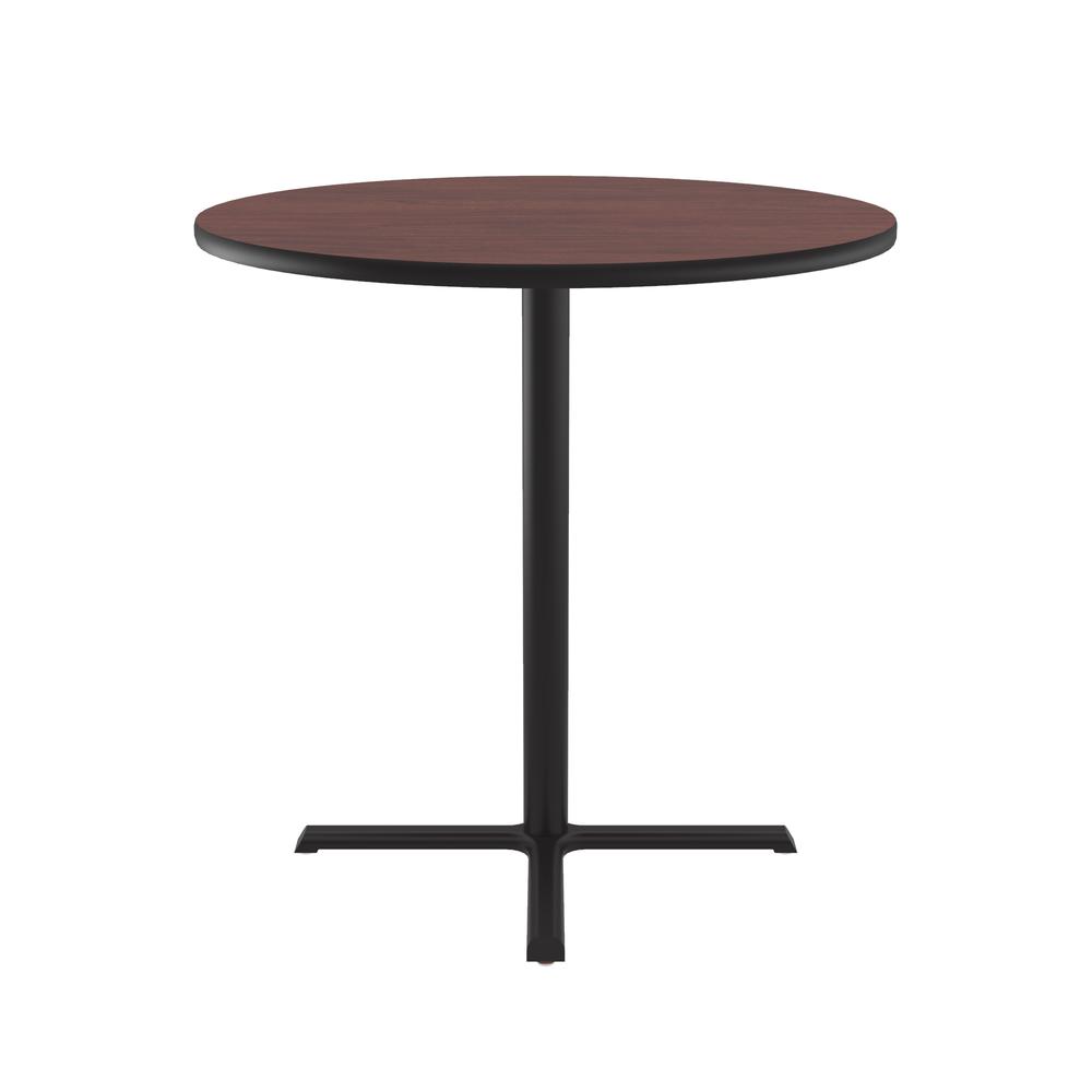 Bar Stool/Standing Height Deluxe High-Pressure Café and Breakroom Table, 42x42" ROUND MAHOGANY, BLACK. Picture 9