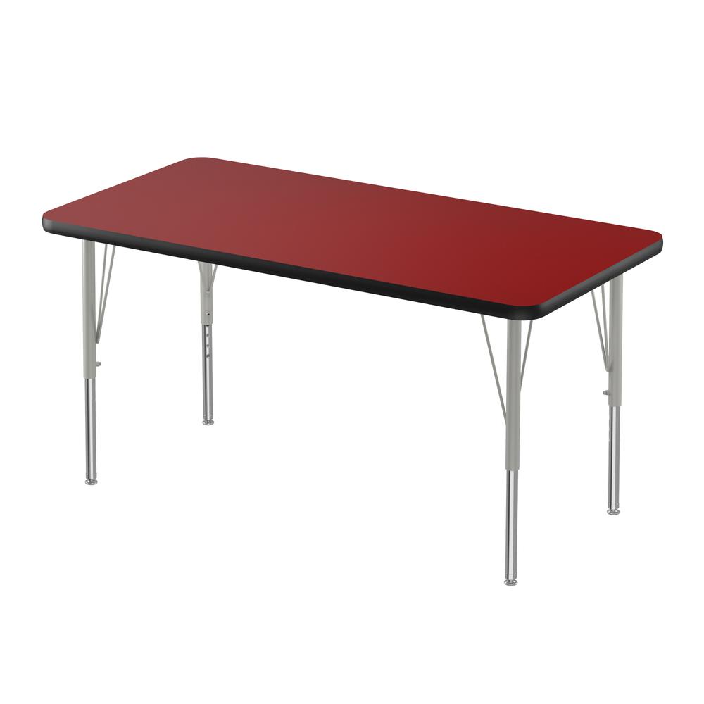 Deluxe High-Pressure Top Activity Tables 24x60" RECTANGULAR, RED, SILVER MIST. Picture 2