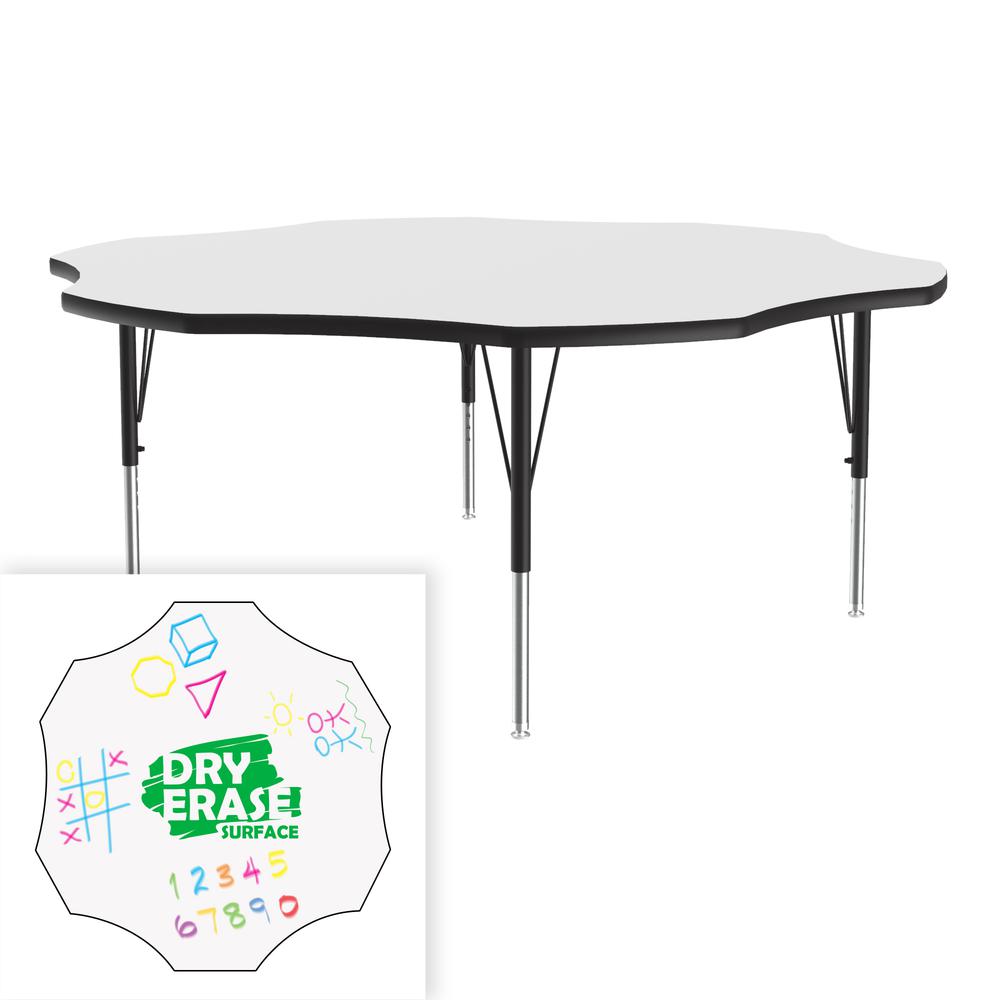 Markerboard-Dry Erase  Deluxe High Pressure Top - Activity Tables, 60x60" FLOWER, FROSTY WHITE BLACK/CHROME. Picture 3