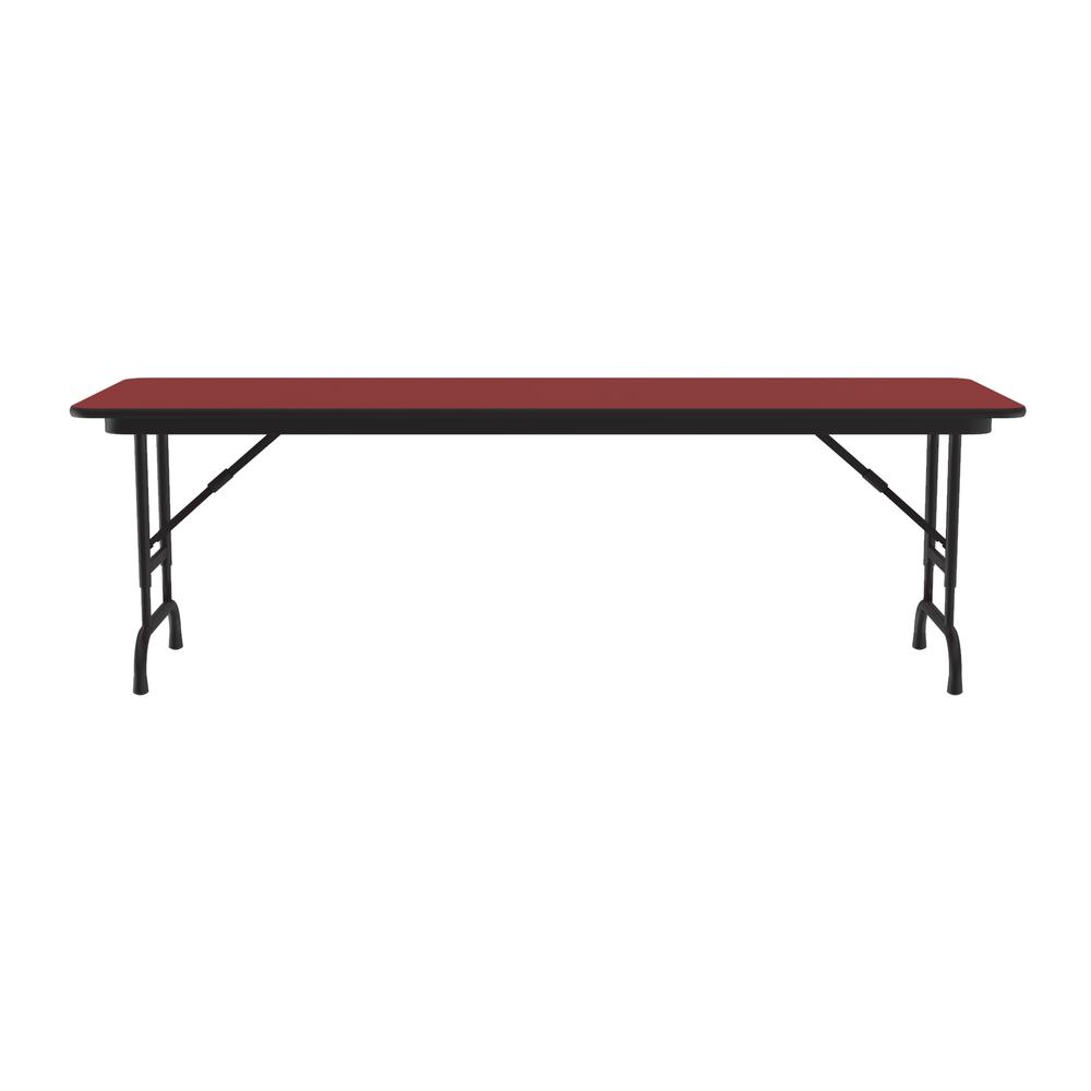 Adjustable Height High Pressure Top Folding Table, 24x60" RECTANGULAR RED, BLACK. Picture 3