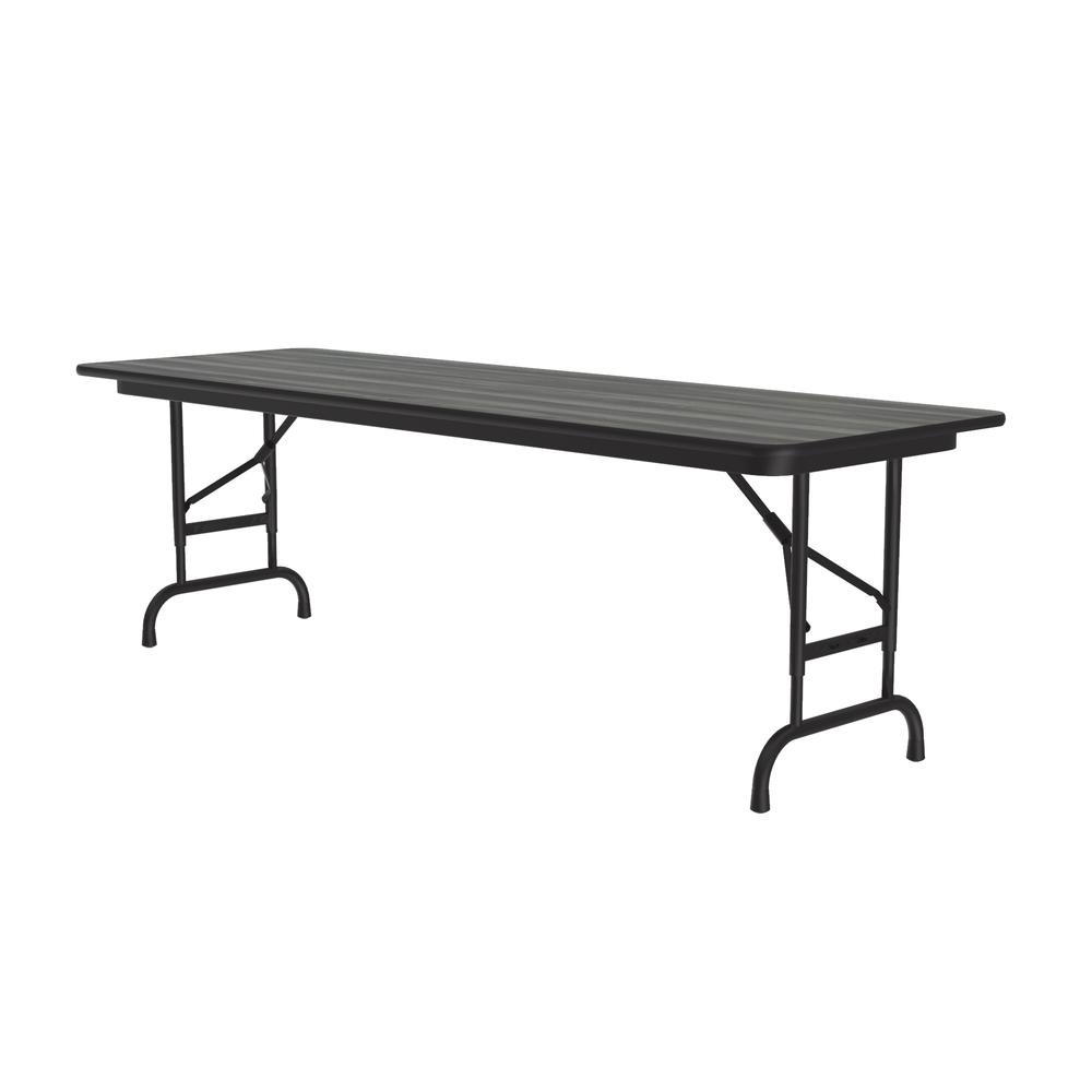 Adjustable Height High Pressure Top Folding Table 24x60", RECTANGULAR NEW ENGLAND DRIFTWOOD BLACK. Picture 3
