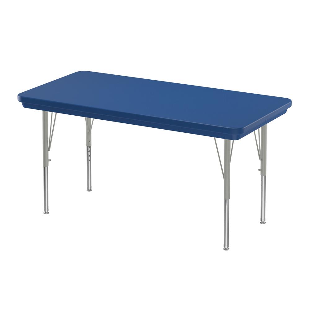 Commercial Blow-Molded Plastic Top Activity Tables 24x48" RECTANGULAR, BLUE SILVER MIST. Picture 4