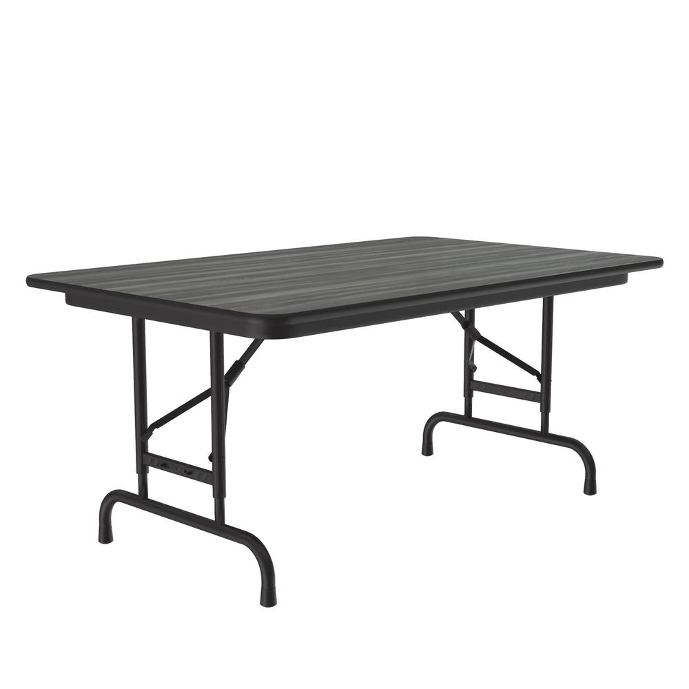 Adjustable Height High Pressure Top Folding Table 30x48" RECTANGULAR NEW ENGLAND DRIFTWOOD, BLACK. Picture 8