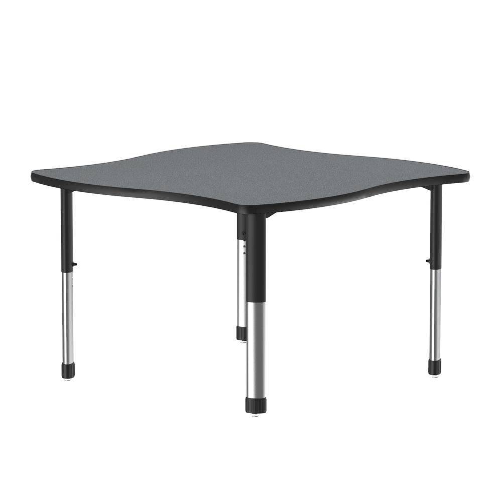 Commercial Lamiante Top Collaborative Desk, 42x42", SWERVE, GRAY GRANITE BLACK/CHROME. Picture 3