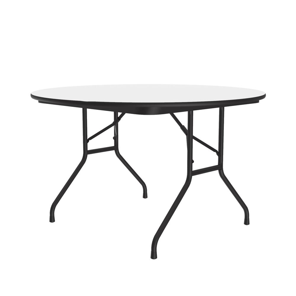 Deluxe High Pressure Top Folding Table, 48x48", ROUND, WHITE, BLACK. Picture 1