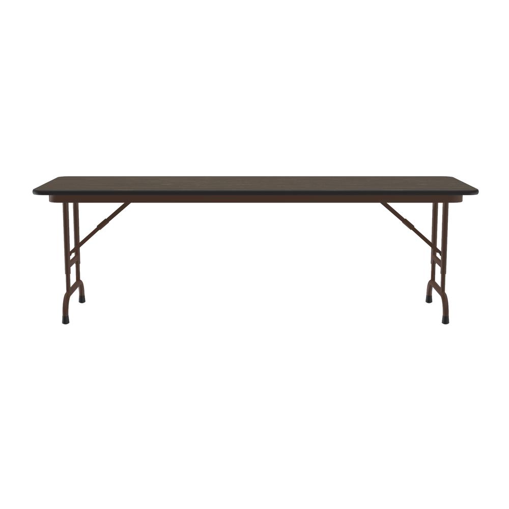 Adjustable Height Thermal Fused Laminate Top Folding Table, 24x72" RECTANGULAR WALNUT BROWN. Picture 1
