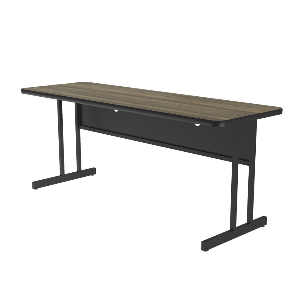 Desk Height  Deluxe HIgh-Pressure Top Computer/Student Desks , 24x72" RECTANGULAR COLONIAL HICKORY, BLACK. Picture 2