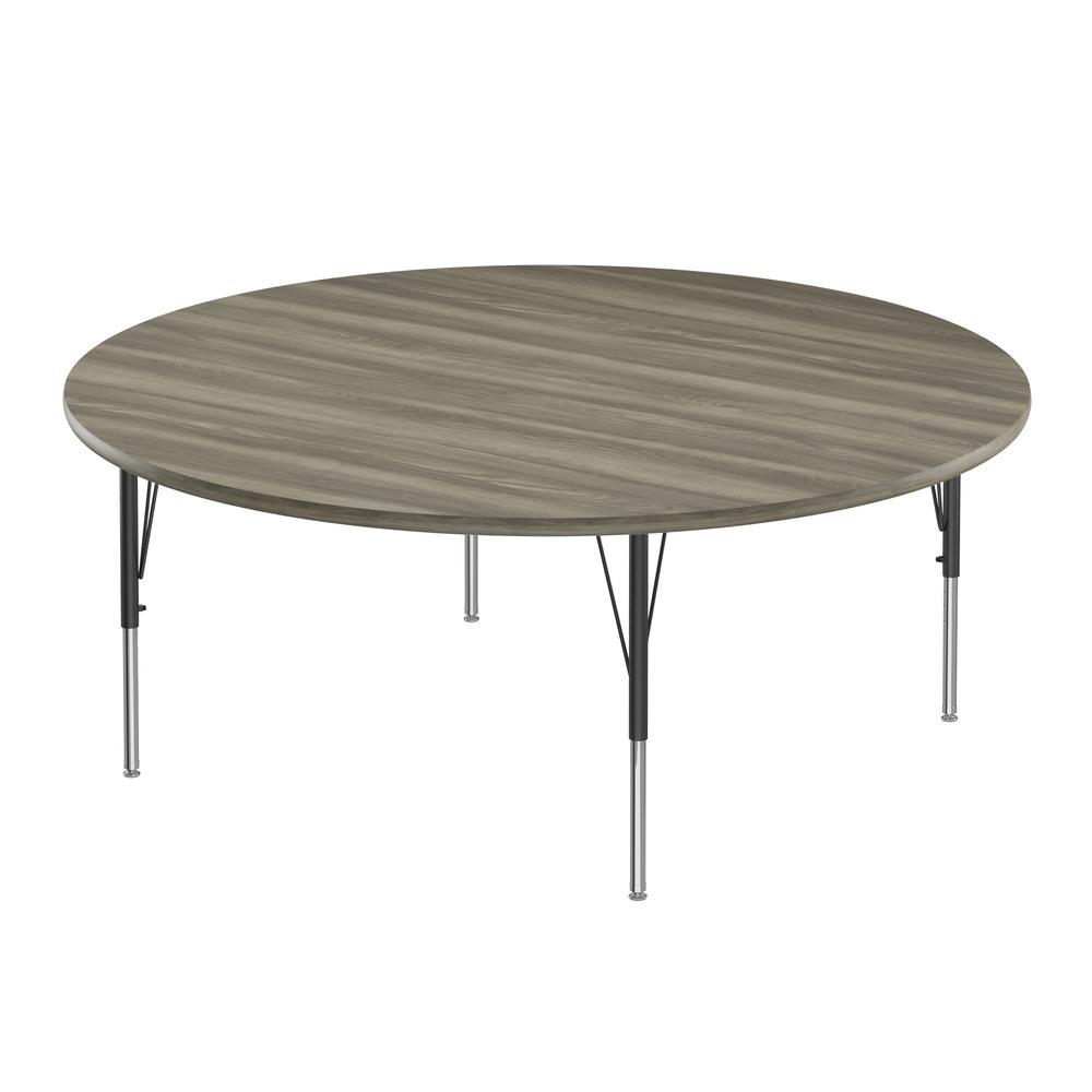 Deluxe High-Pressure Top Activity Tables 60x60", ROUND, NEW ENGLAND DRIFTWOOD, BLACK/CHROME. Picture 2