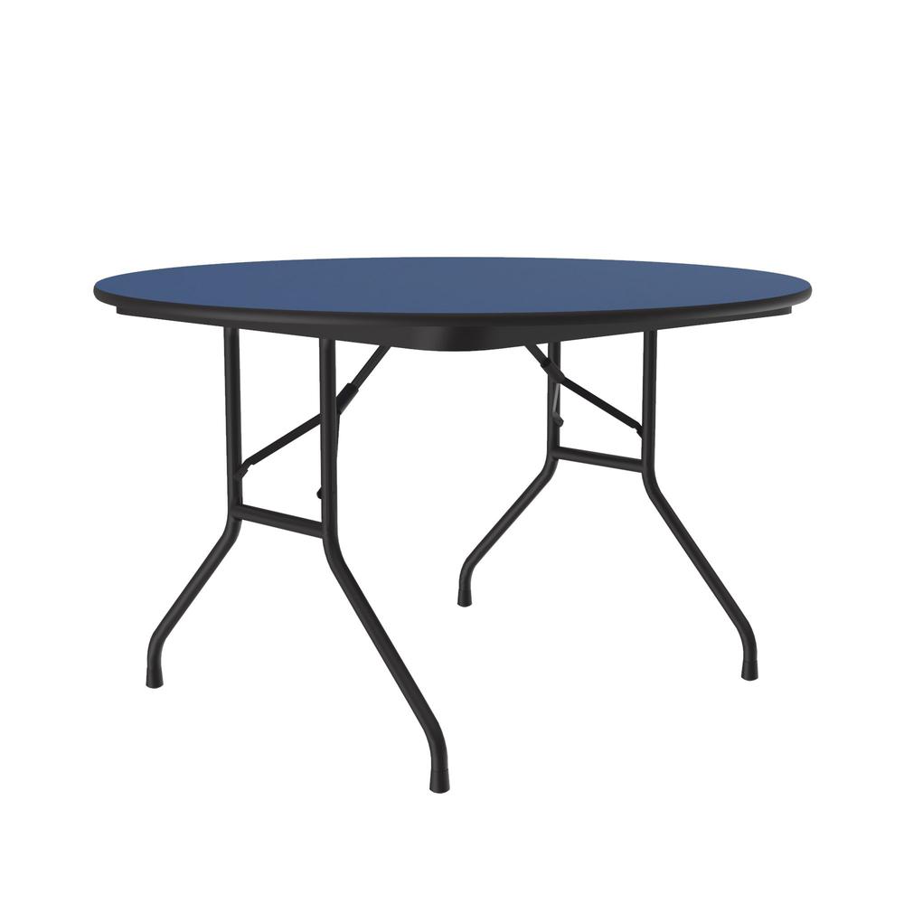 Deluxe High Pressure Top Folding Table 48x48", ROUND BLUE, BLACK. Picture 8