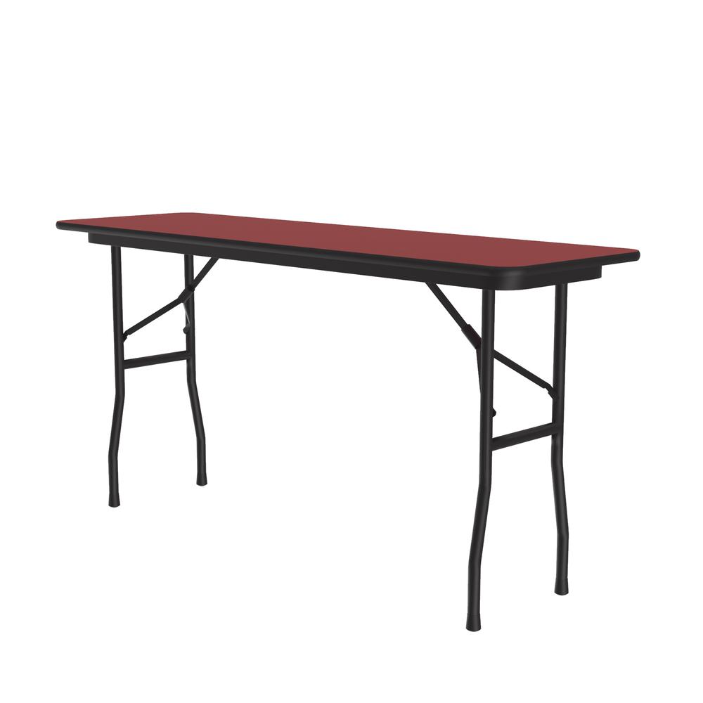 Deluxe High Pressure Top Folding Table 18x96", RECTANGULAR, RED, BLACK. Picture 8