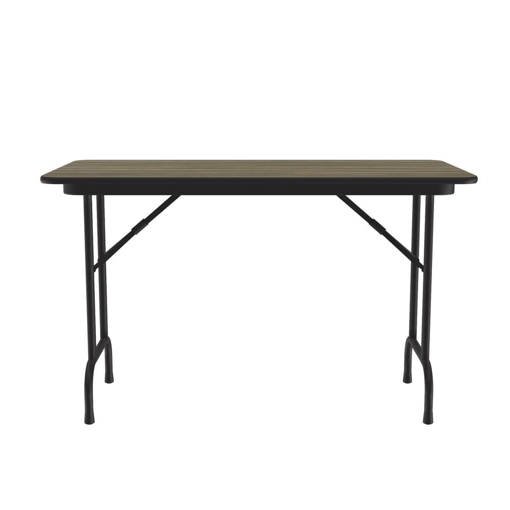 Deluxe High Pressure Top Folding Table, 24x48" RECTANGULAR COLONIAL HICKORY BLACK. Picture 2