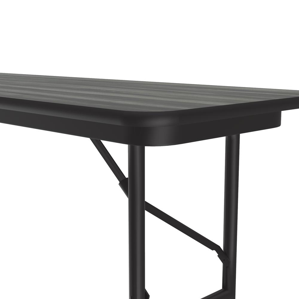 Deluxe High Pressure Top Folding Table 18x48" RECTANGULAR, NEW ENGLAND DRIFTWOOD, BLACK. Picture 1