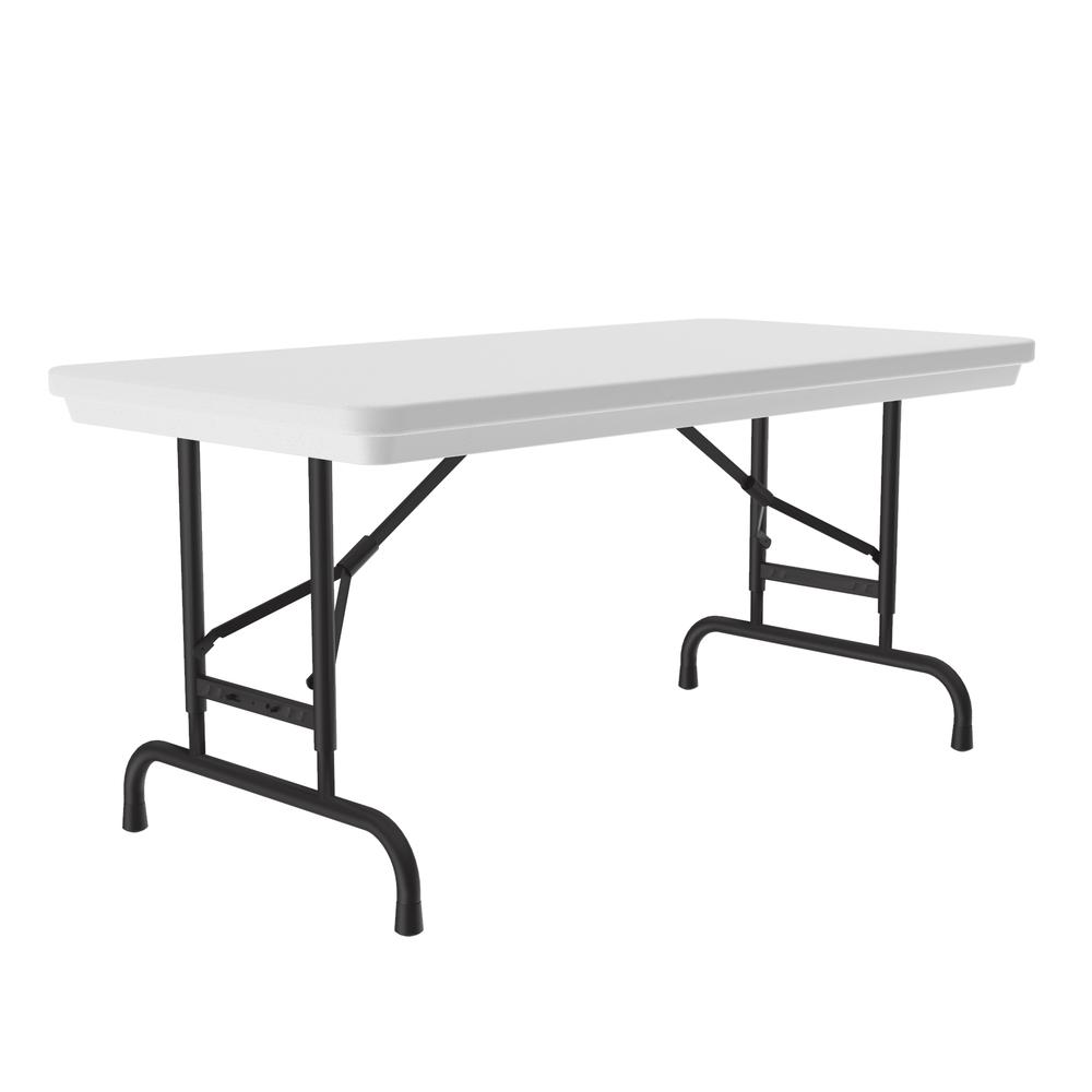 Adjustable Height Commercial Blow-Molded Plastic Folding Table, 24x48" RECTANGULAR GRAY GRANITE, BLACK. Picture 7