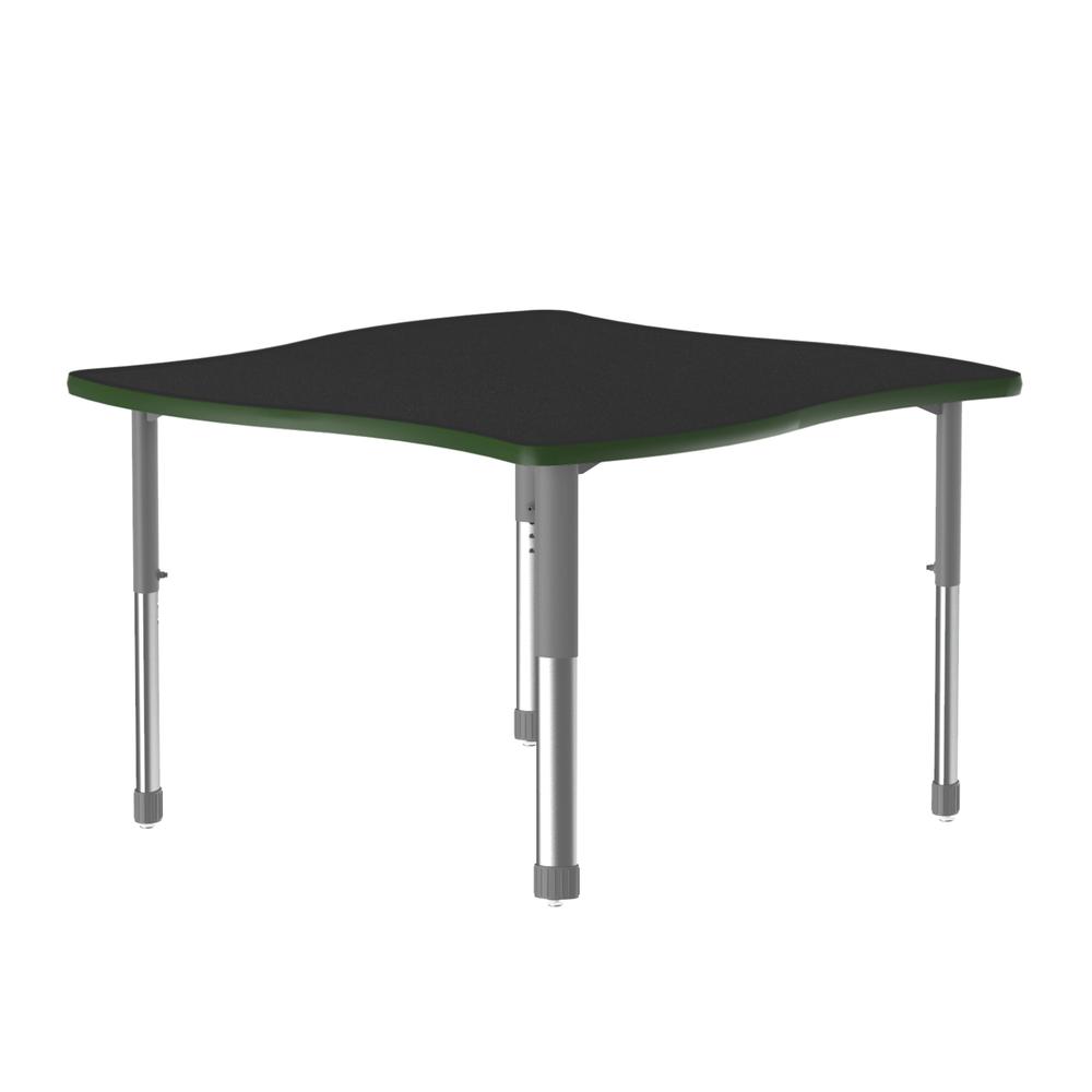 Commercial Lamiante Top Collaborative Desk, 42x42" SWERVE BLACK GRANITE, GRAY/CHROME. Picture 2