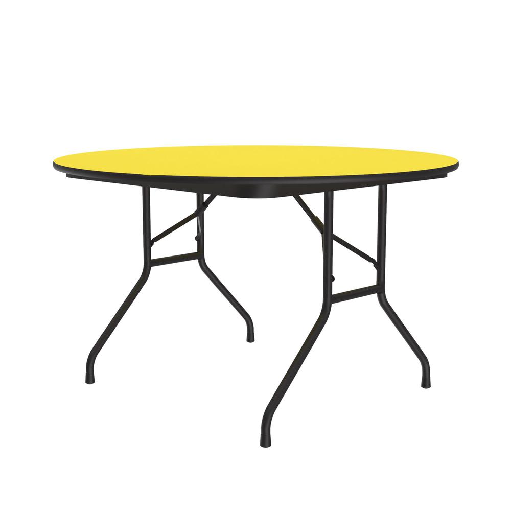 Deluxe High Pressure Top Folding Table 48x48" ROUND, YELLOW BLACK. Picture 1