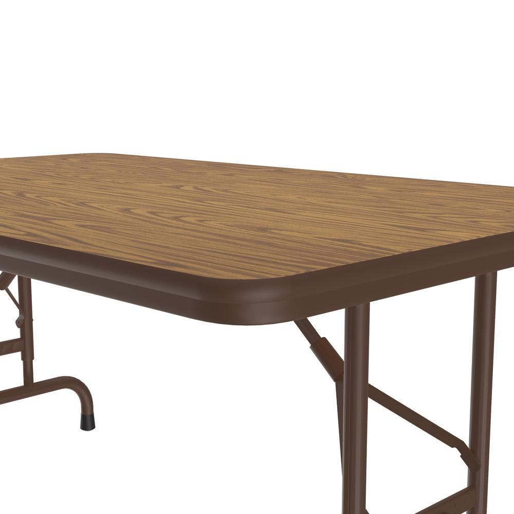 Adjustable Height High Pressure Top Folding Table 30x48" RECTANGULAR, MED OAK, BROWN. Picture 5