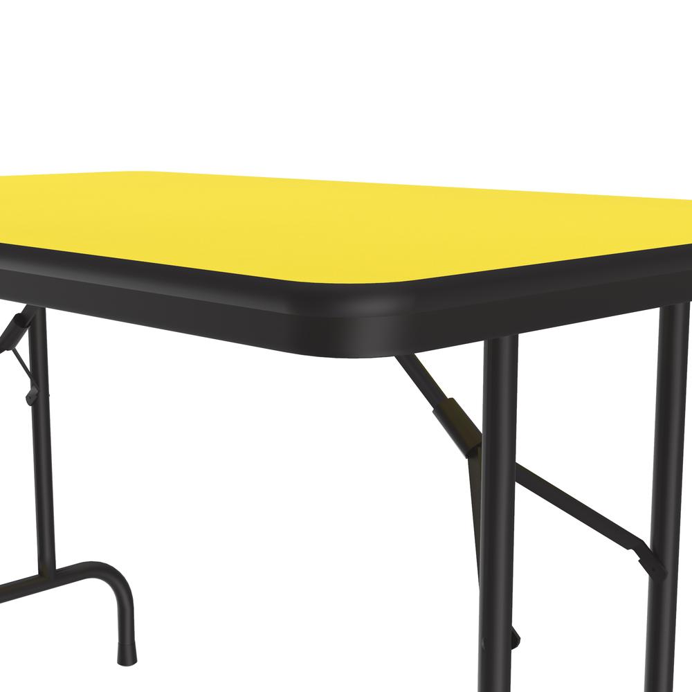 Deluxe High Pressure Top Folding Table, 30x48", RECTANGULAR, YELLOW, BLACK. Picture 3