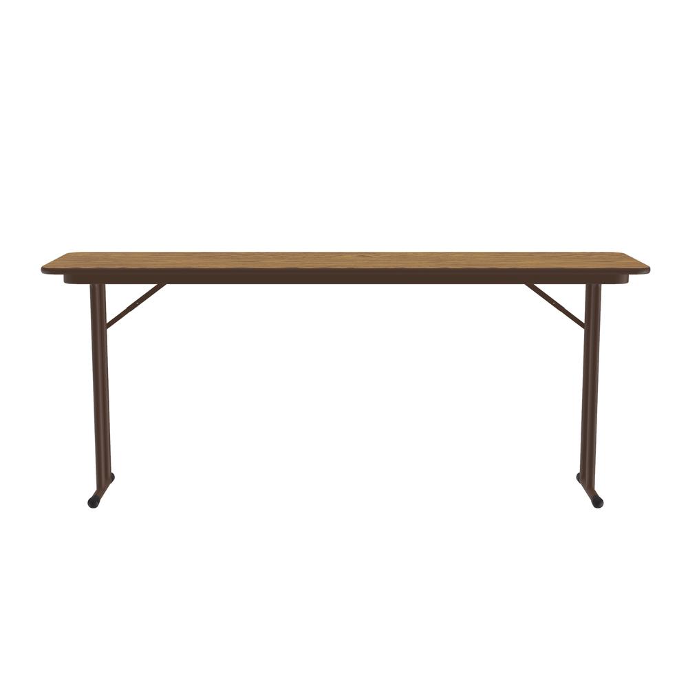 Deluxe High-Pressure Folding Seminar Table with Off-Set Leg 18x60" RECTANGULAR, MED OAK, BROWN. Picture 2