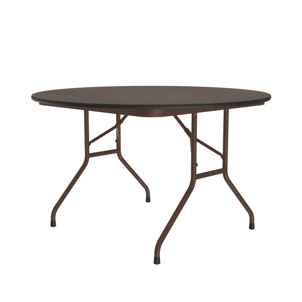 Thermal Fused Laminate Top Folding Table, 48x48" ROUND WALNUT BROWN. Picture 2